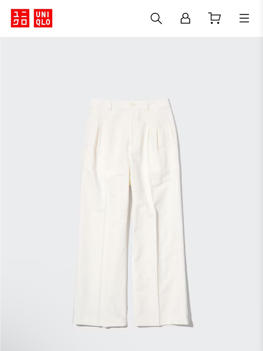 Uniqlo Women's Cream Linen Blend Pleated Wide-Leg Trousers